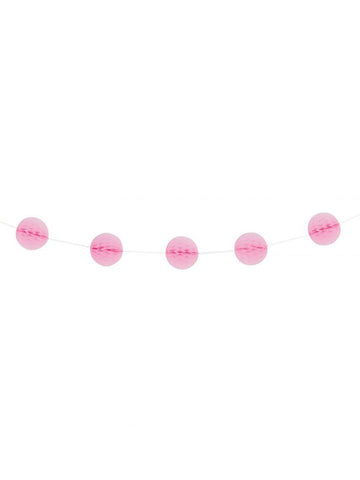 Világos rózsaszín méhsejt gömb girland 2,13 m 