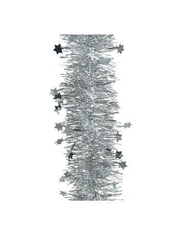 Ezüst karácsonyfa girland csillagokkal 270 cm karácsonyi dekoráció