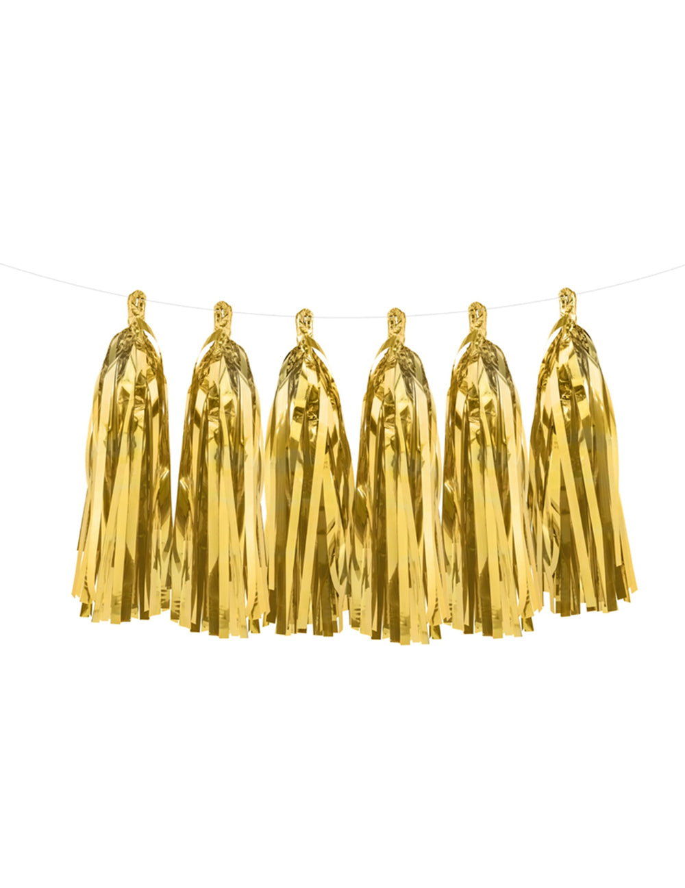 Guirlande tassel 12 pompons pour fête doré métallisé