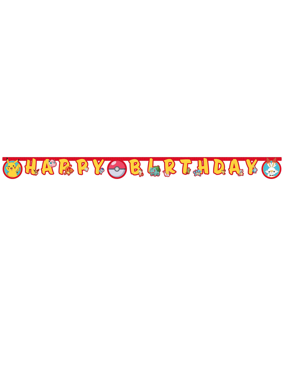 Guirlande Happy Birthday Pokémon Next Génération pour anniversaire rouge et jaune