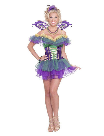 Harlekin Tündér Női Jelmez, Mesebeli lila-zöld 