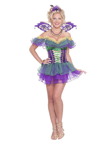 Harlekin Tündér Női Jelmez, Mesebeli lila-zöld 