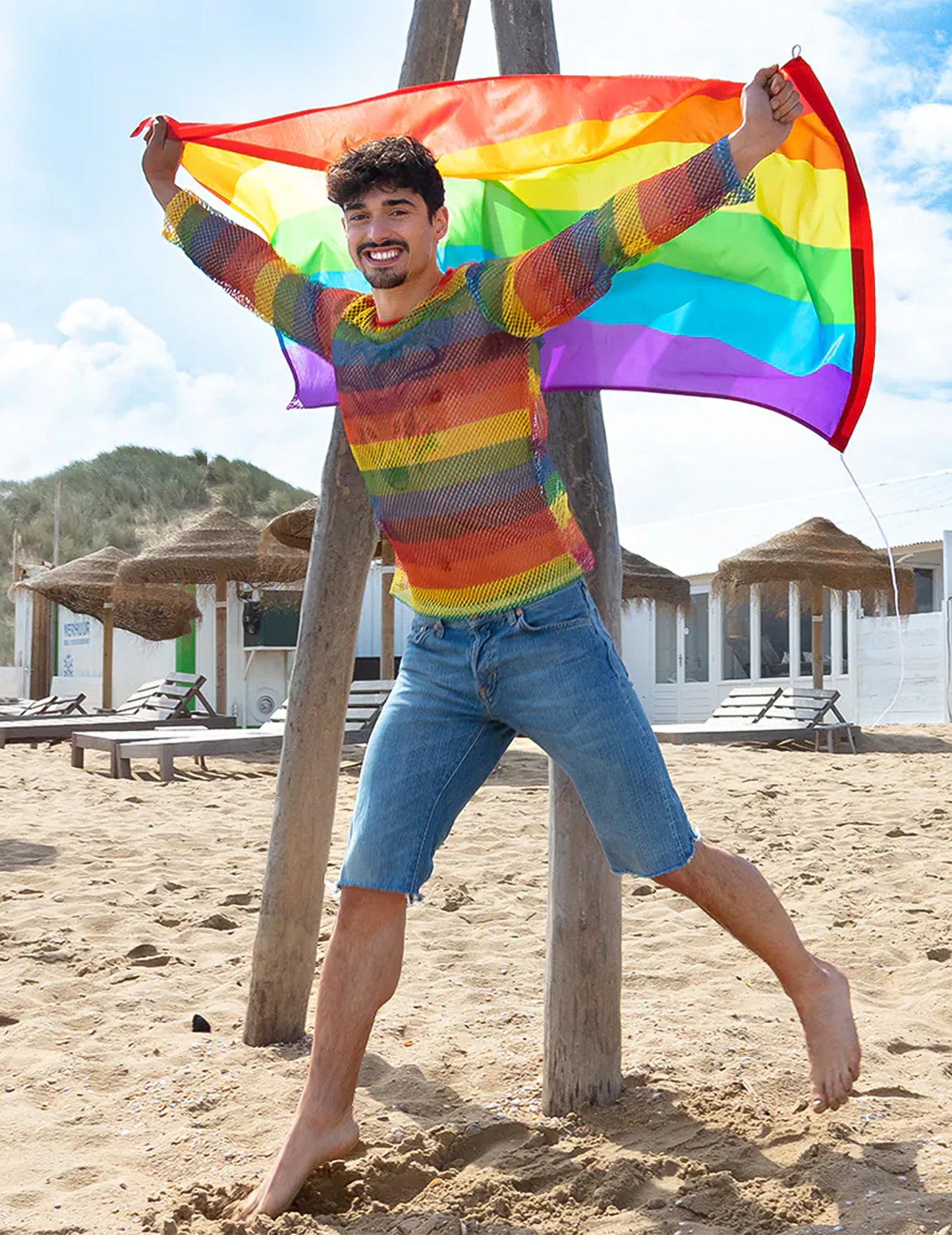 Férfi szivárványos halháló felső