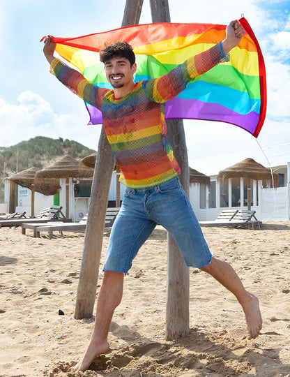 Férfi szivárványos halháló felső