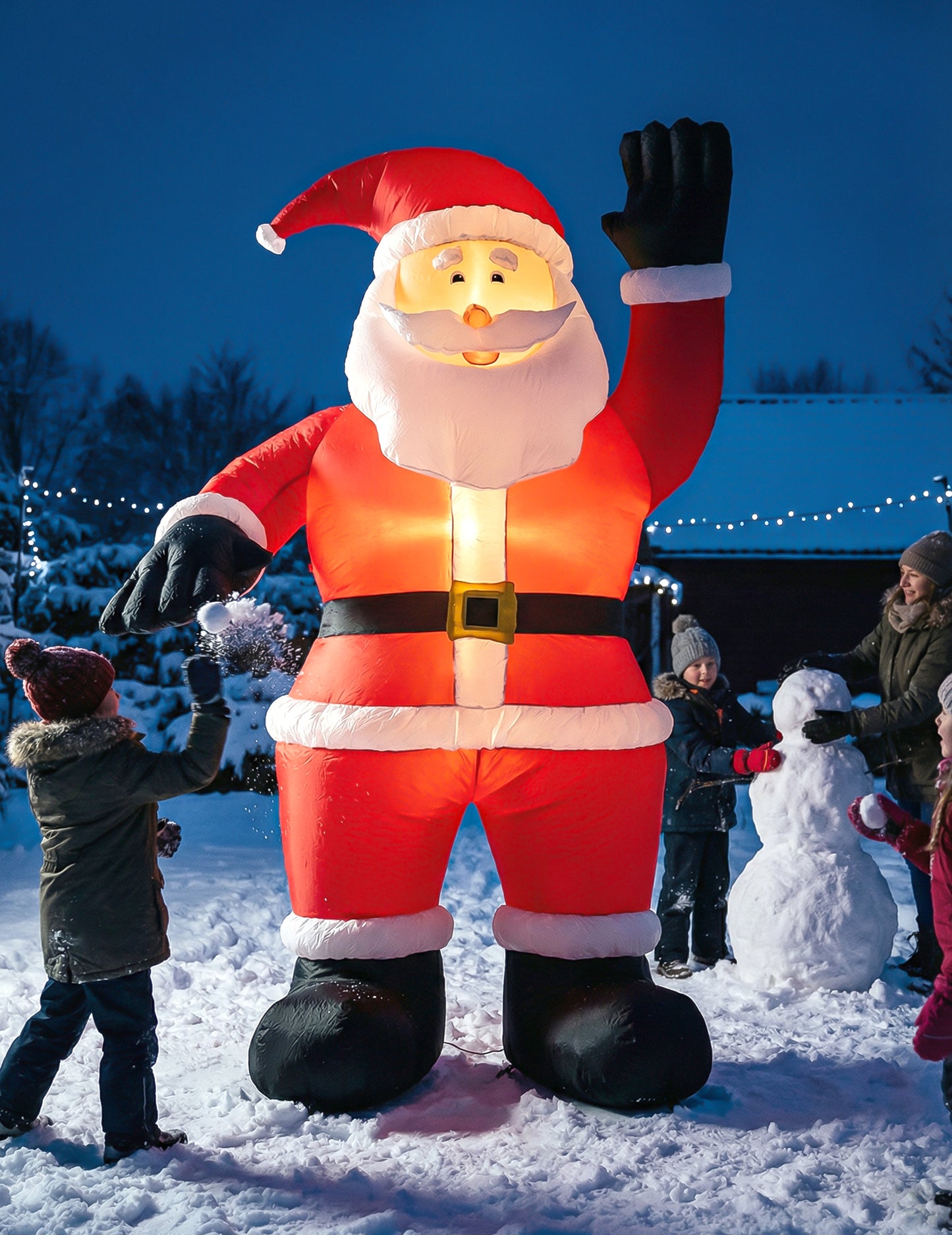 Felfújható, világító óriás Mikulás dekoráció 244 cm 