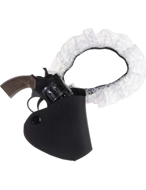Jarretière porte revolver sexy pour femme noir et blanc en plastique