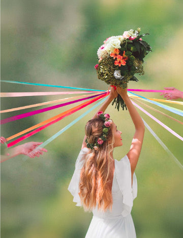 Jeu des rubans pour mariage multicolore avec 15 rubans