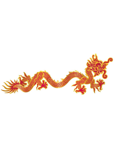 Décoration murale dragon pour Nouvel an Chinois rouge et or