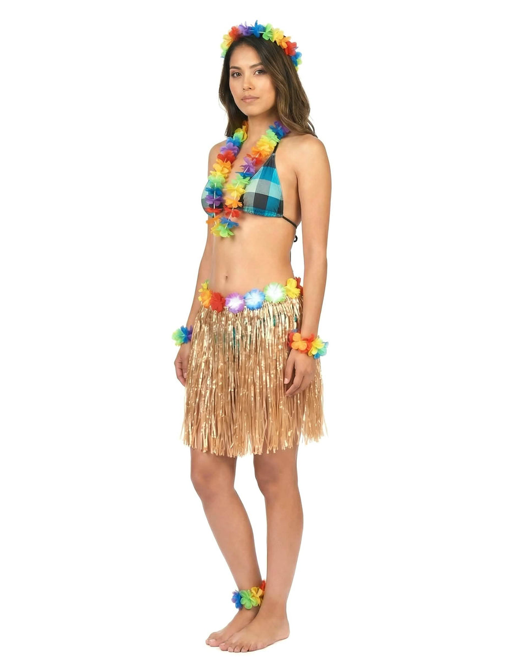 Rövid műanyag hawaii szoknya oldalnézete felnőtt számára