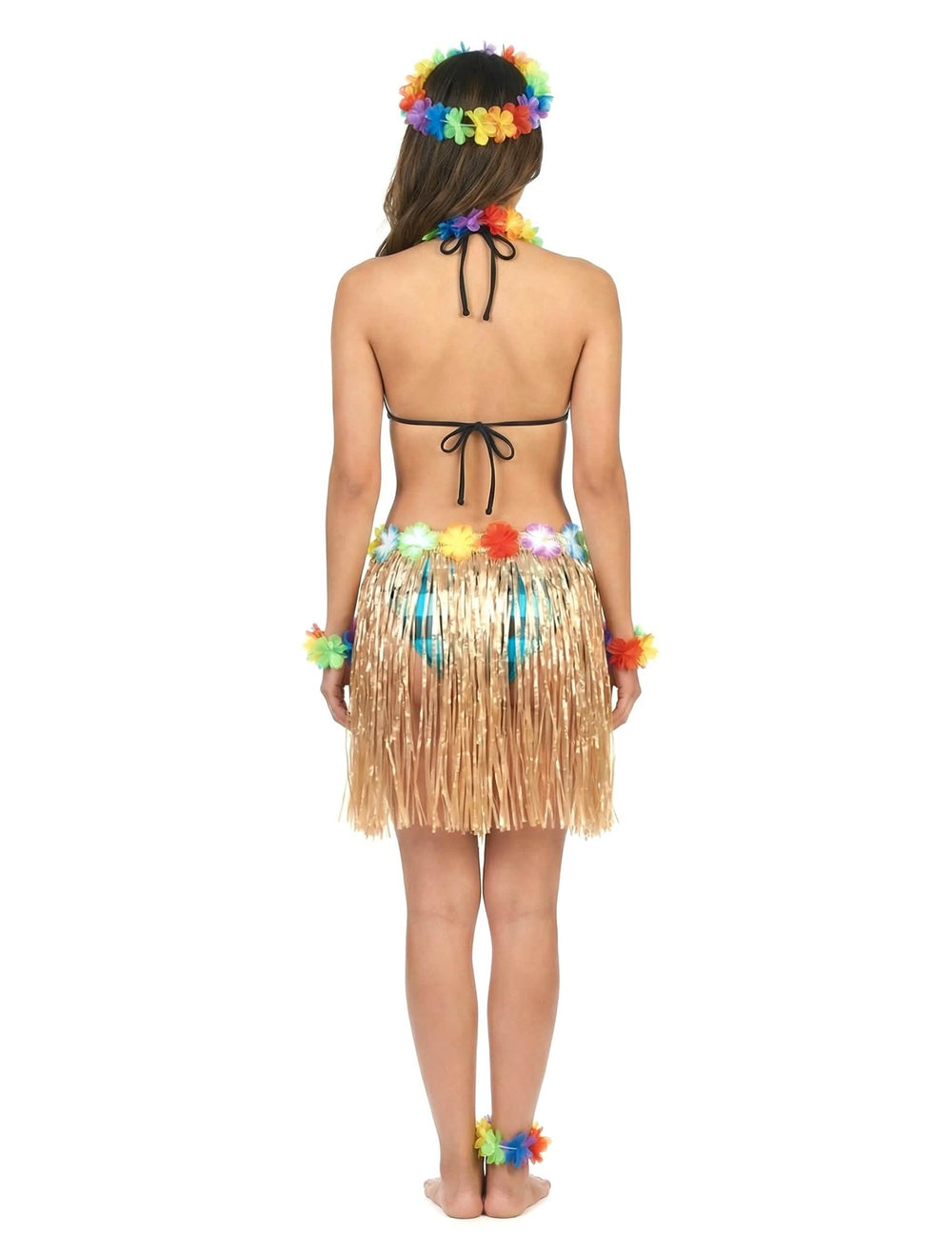 Hátsó nézet az felnőtt műanyag rövid hawaii szoknyáról