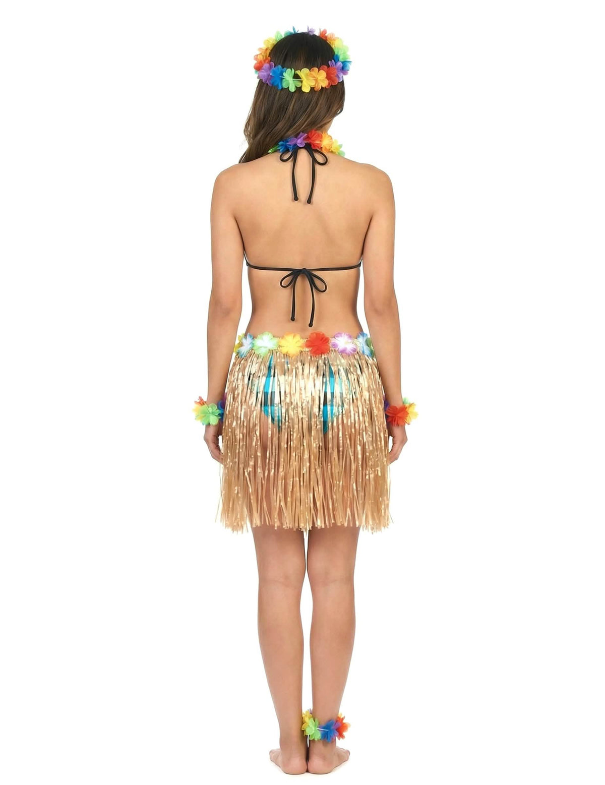 Hátsó nézet az felnőtt műanyag rövid hawaii szoknyáról