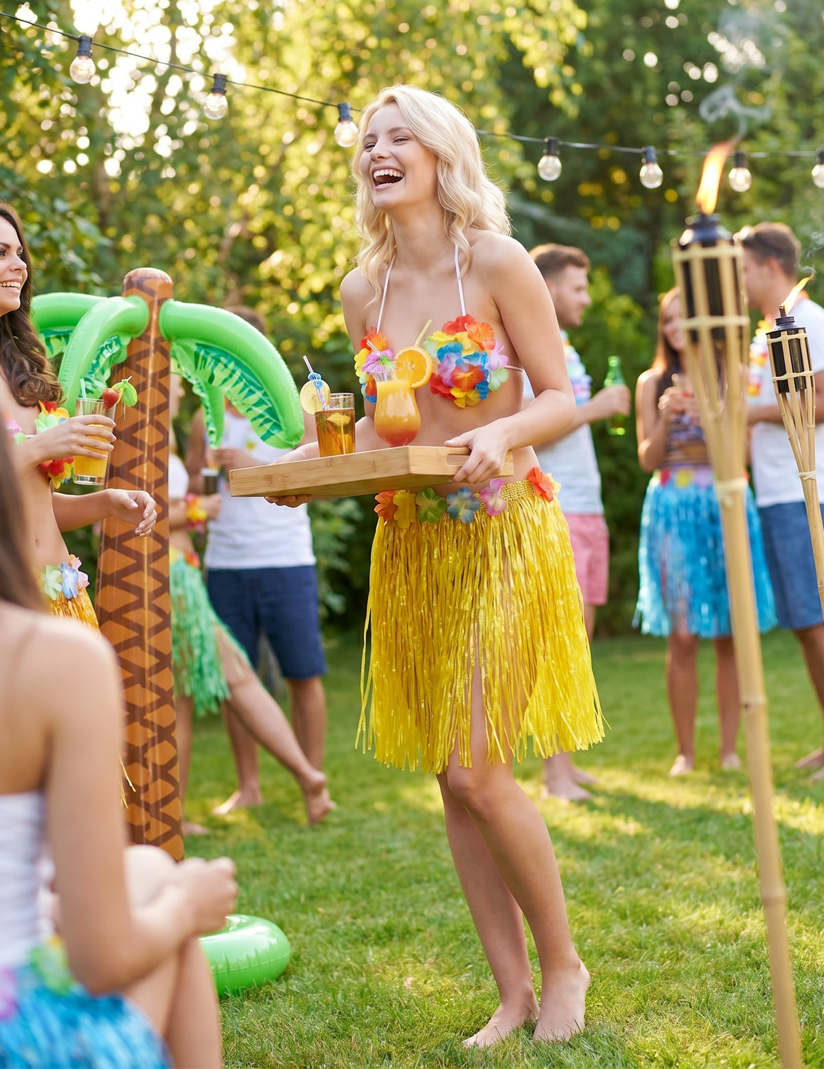 Rövid hawaii szoknya sárga felnőtt