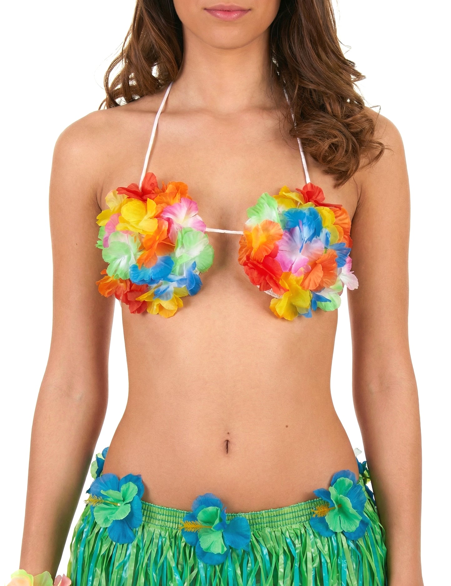 Rövid és kék hawaii szoknya felnőtt virágokkal