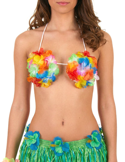 Rövid és kék hawaii szoknya felnőtt virágokkal