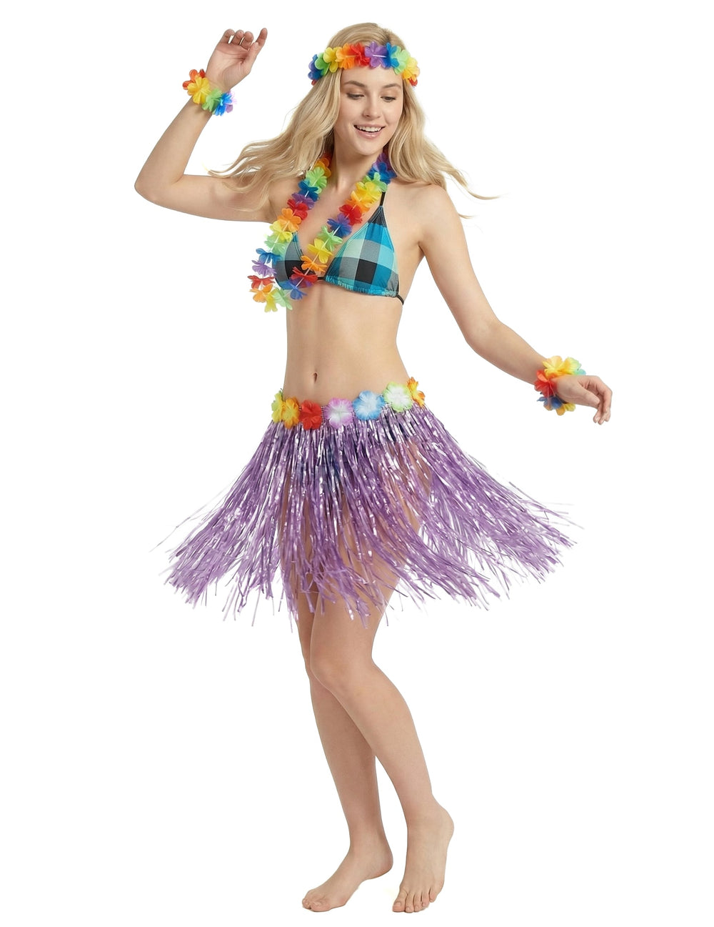 Jupe hawaïenne courte pour adulte violette