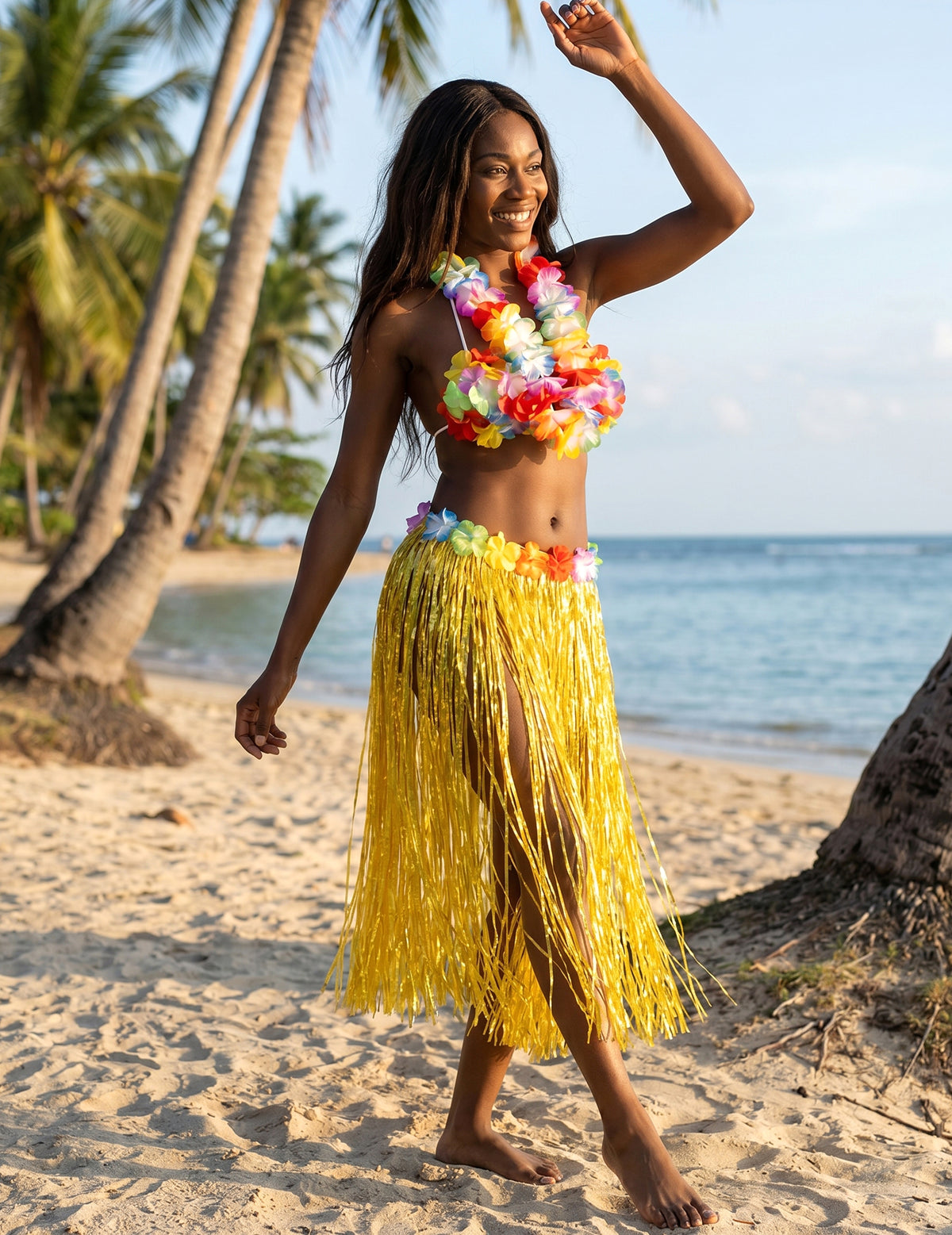 Hawaii szoknya hosszú sárga felnőtt