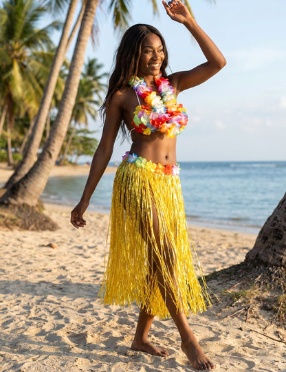 Hawaii szoknya hosszú sárga felnőtt