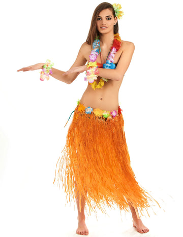 Hosszú narancssárga hawaii szoknya felnőtteknek 