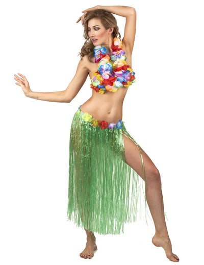 Jupe hawaïenne longue pour adulte verte