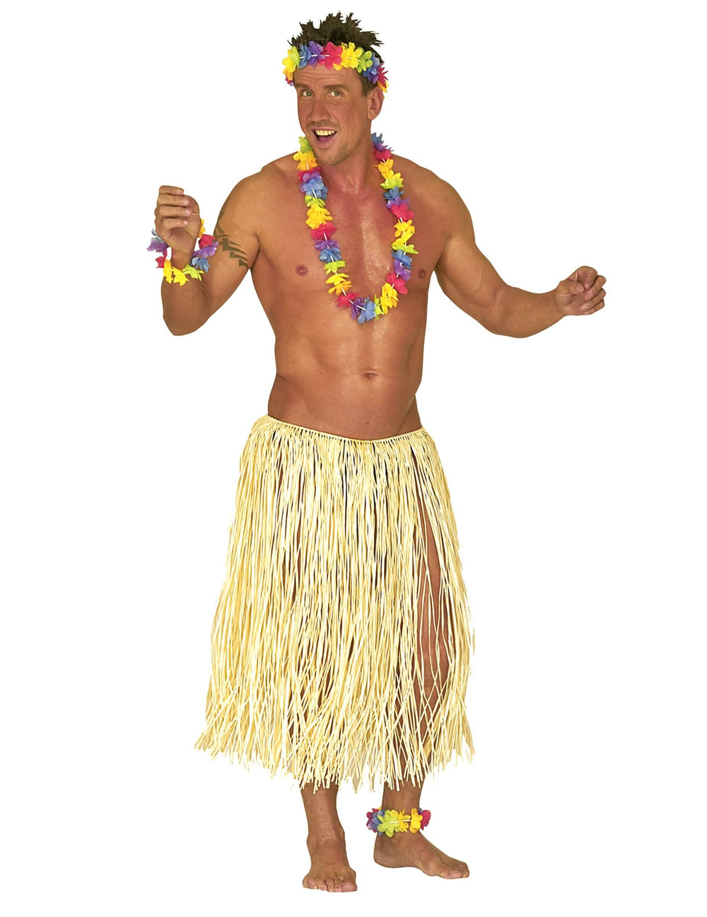 Komplett szett kiegészítőkkel, természetes bézs felnőtt hawaii szoknyához