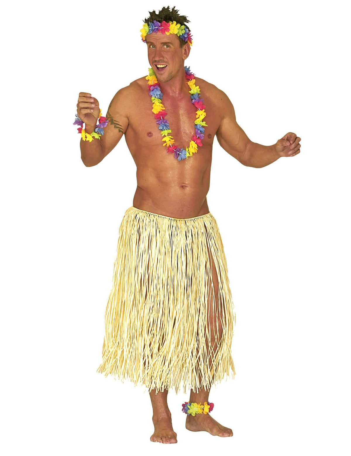 Komplett szett kiegészítőkkel, természetes bézs felnőtt hawaii szoknyához