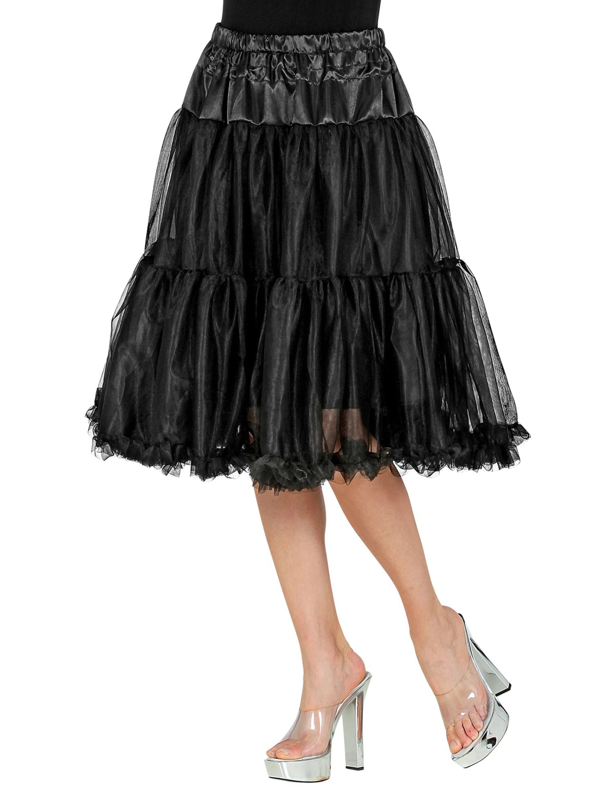 Vue de face du jupon en tulle noir pour femme de 65 cm
