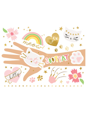 12 darabos színes ideiglenes cica tetoválás készlet