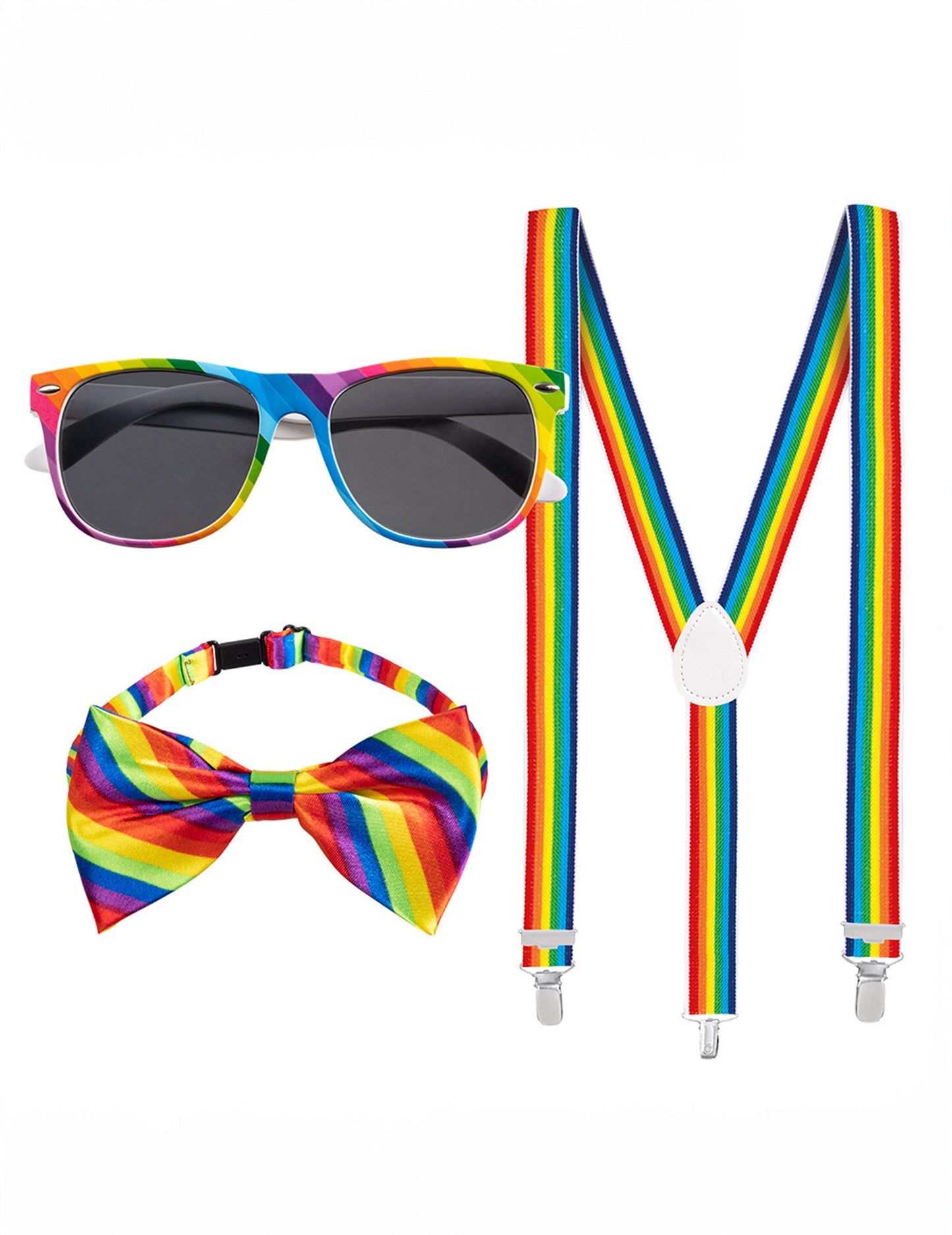 Vue d'ensemble des éléments du kit accessoires arc en ciel