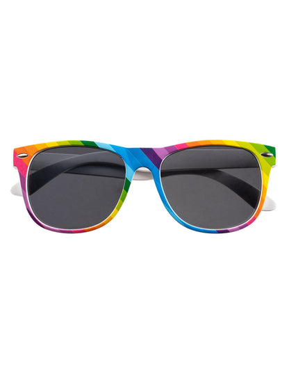 Vue de face des lunettes de soleil du kit d'accessoires arc en ciel