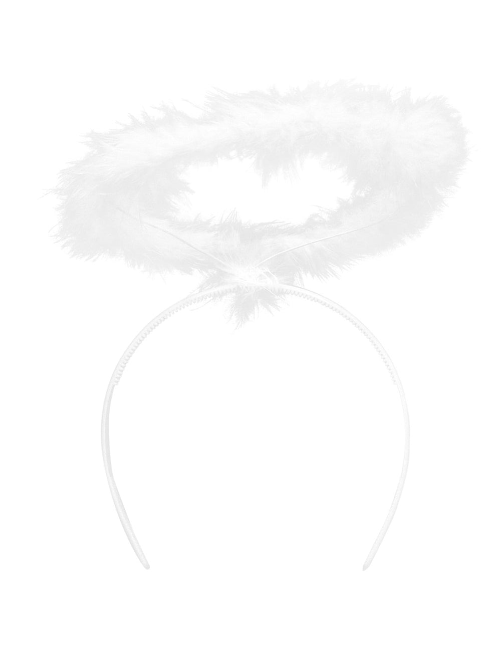 Détail de l'auréole en plumes blanches du kit accessoires d'ange