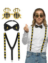 Kit accessoires dollars pour adulte noir et doré avec lunettes bretelles et noeud papillon