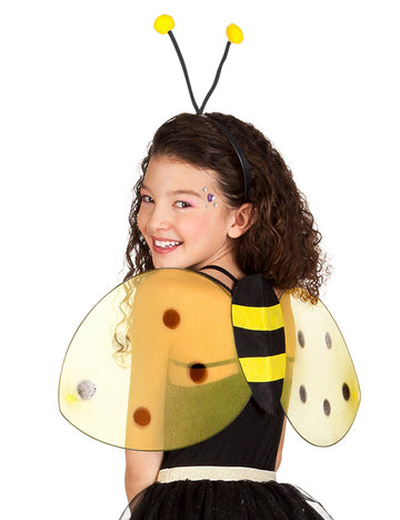 Sárga és fekete méhecske szárny és fejpánt készlet gyermekeknek