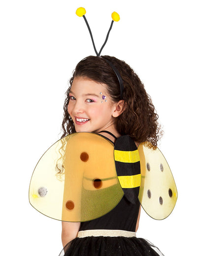 Kit ailes et serre-tête abeille pour enfant jaune et noir