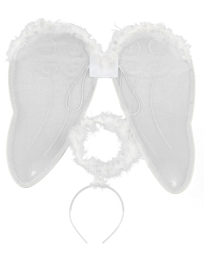 Kit avec ailes et auréole d'ange pour adulte blanc à plumes