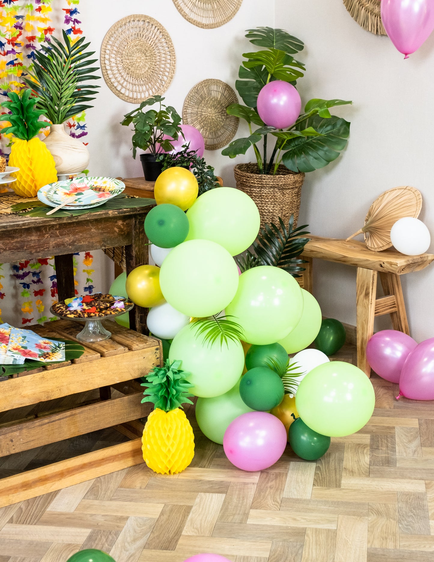 Trópusi lufi és dzsungel levélív készlet (70 lufi)