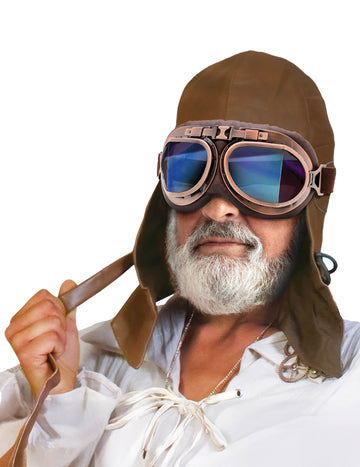 Retro pilótafelszerelés: napszemüveg és kalap