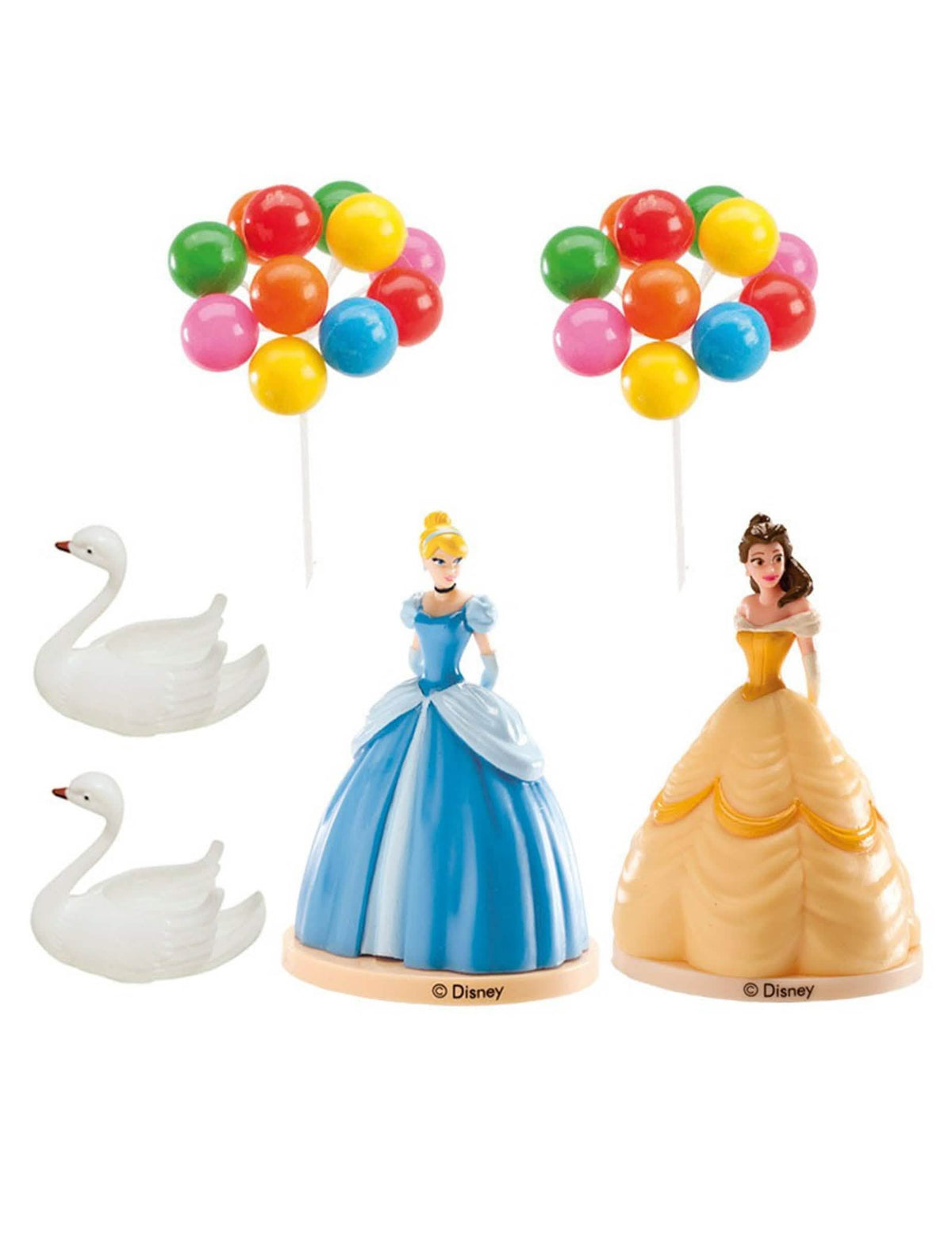 Disney sokszínű műanyag tortadísz készlet Hamupipőke belle és hattyúk figurákkal