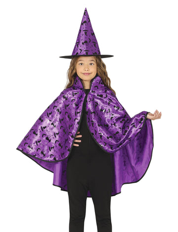 Gyerekek lila boszorkányfőkés és kalapkészlet