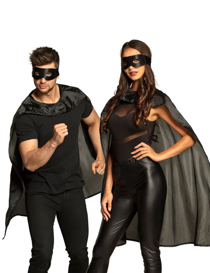 Kit Cape és Super Hero Mask fekete felnőtt