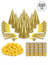 Kit cotillons dorés pour 10 personnes effet holographique brillant