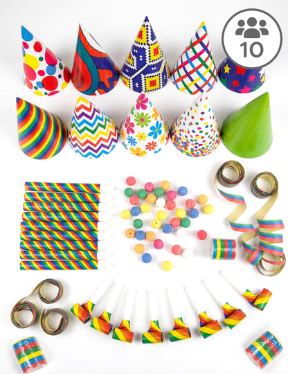 10 személyes többszínű parti ajándékkészlet