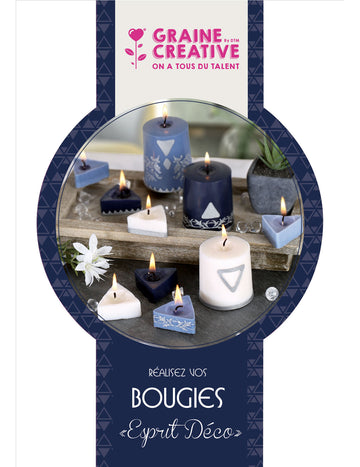 Kit création de bougies géométriques blanches et bleues en cire végétale
