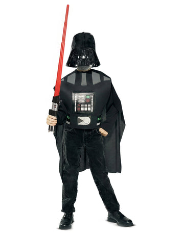 Kit Dark Vador pour enfant noir avec masque cape et sabre laser rouge