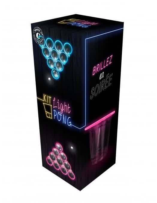 Világító beer pong készlet bulihoz kék és rózsaszín neonban