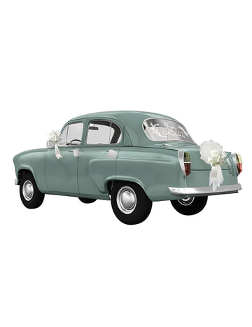 Kit de décoration pour voiture vive les mariés pour mariage blanc en tulle