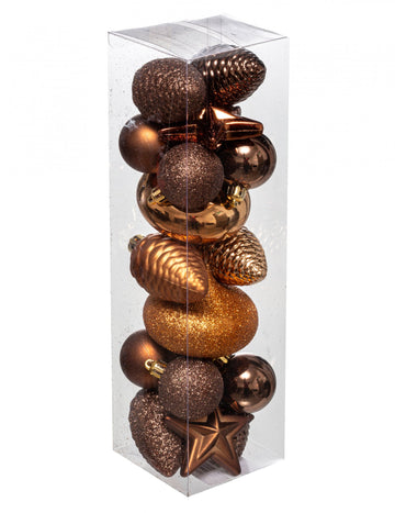 18 darabos bronz karácsonyfadísz készlet 