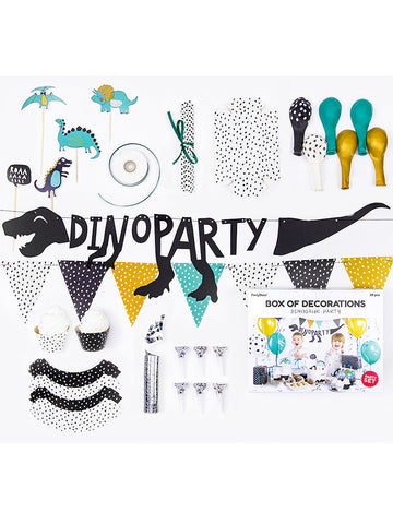 Komplett, 39 darabos dinoszaurusz születésnapi dekorációs készlet