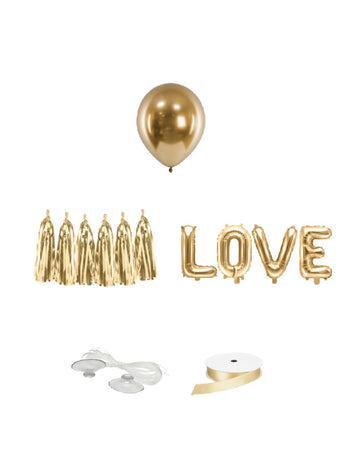 12 darabos arany autódekorációs készlet esküvőre