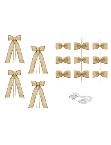 Kit décoration de voiture mariage bohème pour mariage en jute avec nœuds et ventouses