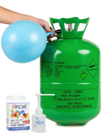Nagy héliumflakon-készlet akár 50 lufihoz Hi-Float-tal